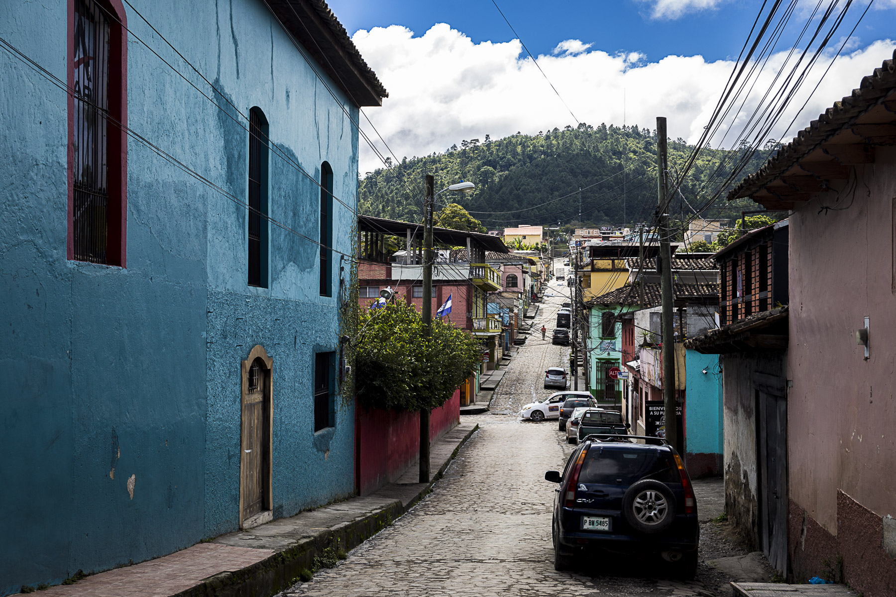 colorful street of gracias in Honduras