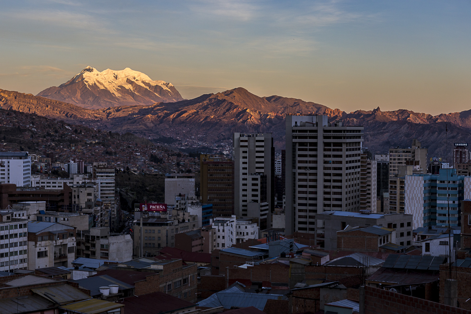 la paz Bolivia sunset